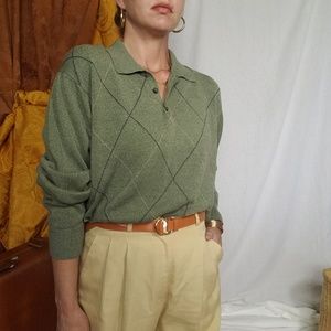 Vintage Oversized Geometric Green Top